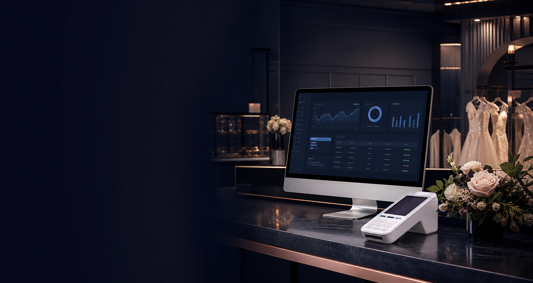 Payment counter and dashboard in a boutique